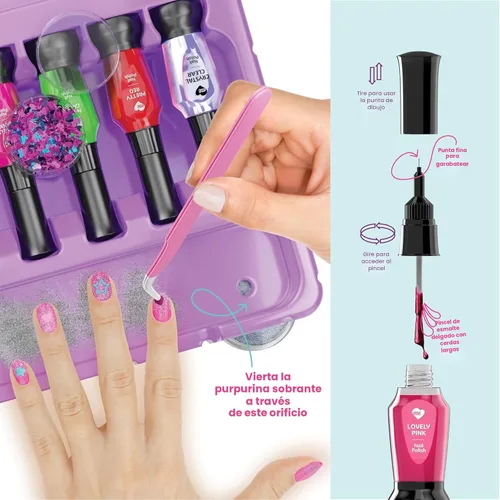 Vista 6 de Estudio de arte de uñas para niñas, regalo de cumpleaños, kit de esmalte de uñas para niños de 7 a 12 años de edad, ideas de regalos para niñas