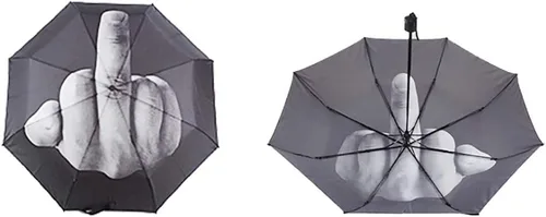 Vista 4 de Paraguas creativo de dedo medio Paraguas plegable compacto de viaje, divertido paraguas no automático para sol y lluvia