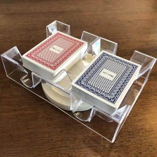 Vista 4 de Yuanhe Bandeja de cartas giratoria de 2 cubiertas, tarjetero