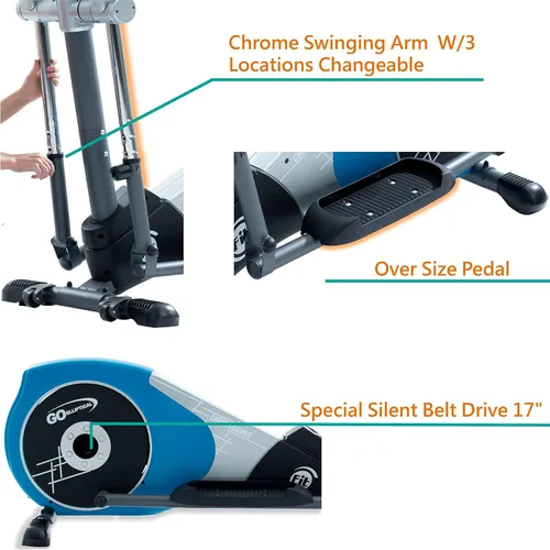Vista 5 de V-450T Entrenador cruzado de ejercicio elíptico programable de 17 pulgadas con brazos y pedales ajustables y control HRC para entrenamiento