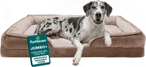 Vista 11 de Furhaven Cama de Gel Refrescante para Perros Medianos/Pequeños con Refuerzos Extraíbles y Funda Lavable, Para Perros de Hasta 35 lbs - Sofá