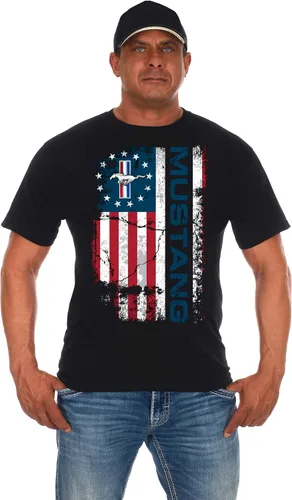 JH DESIGN GROUP Camiseta Ford Mustang Distressed USA Old Glory Flag para hombre