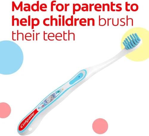 Vista 6 de Colgate Mi primer cepillo de dientes para bebé y niño pequeño, cepillo de dientes extra suave para entrenamiento infantil, edades 0-2, 6