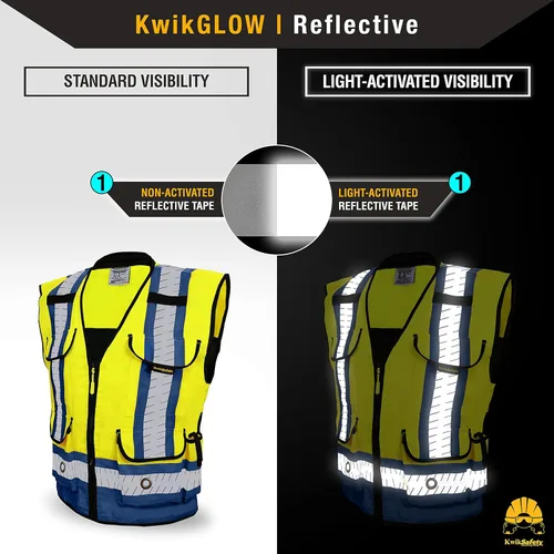 Vista 5 de KwikSafety GODFATHER SHERIFF - Chaleco de seguridad [amarillo/azul, pequeño] + paquete de casco de ala completa TORTOISE