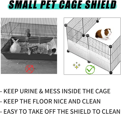 Vista 3 de Oncpcare Paquete de 12 forros de plástico para mascotas de 14 x 6 pulgadas para jaula de conejo, protector de orina transparente, forro lateral