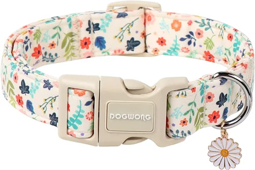 Vista 33 de DOGWONG Collar de Algodón para Perro, Collar para Perro de Cuadros Azules Resistente, Collar Suave y Duradero para Perro Macho, Lindo Collar