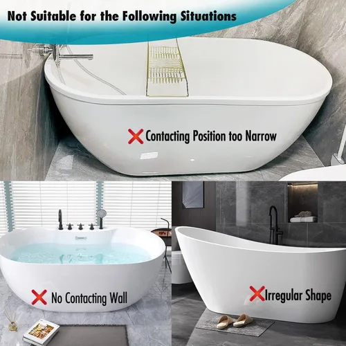 Vista 5 de Protector de salpicaduras de bañera extraíble, paquete de 2 protectores contra salpicaduras de agua para bañera, base de silicona y protectores