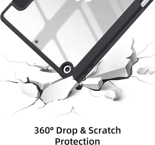 Vista 8 de Wenlaty Funda compatible con iPad de 9ª, 8ª, 7ª generación (2021/2020/2019), funda protectora de cuerpo completo con soporte para lápices, funda