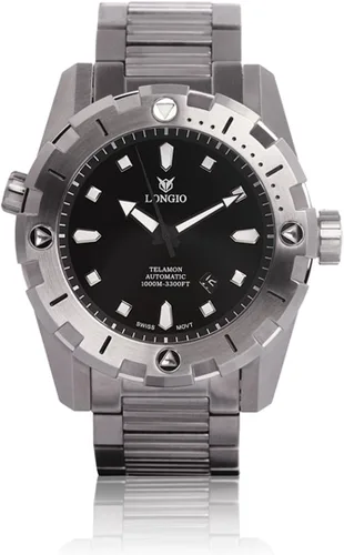 Diver Watches Telamon 3,280.8ft Swiss Automatic Pro Diver Watches 1.850in Reloj de buceo con válvula de helio, bisel giratorio, zafiro correa de