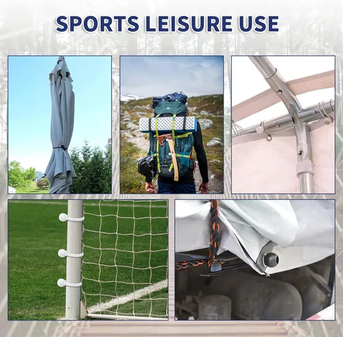 Vista 7 de Cuerdas elásticas de bolas de 6 pulgadas, correa elástica resistente a los rayos UV, cordón de amarre reutilizable con bolas, cables para interiores