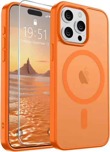 Vista 173 de SUPFINE - Funda magnética para iPhone 14 Pro Max (compatible con MagSafe), (protección contra caídas de grado militar de 10 pies), delgada, Negro