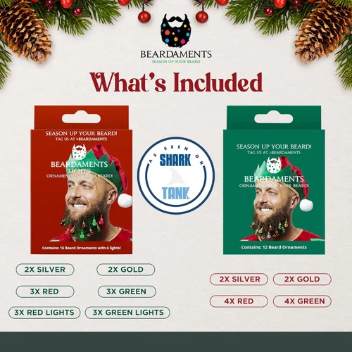 Vista 3 de Beardaments Paquete de luces y adornos para barba: las 16 luces originales para barba y 12 adornos para barba