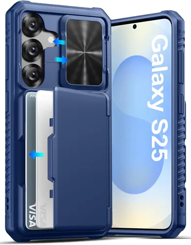 Vista 9 de ATATOO Funda tipo cartera para Samsung Galaxy S25, tarjetero integrado (3-5 tarjetas) [bloqueo RFID] y cubierta de cámara deslizante, protección