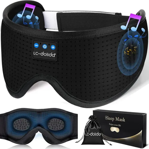 Vista 15 de LC-dolida - Auriculares para dormir, Máscara de ojos 3D con Bluetooth, música inalámbrica, máscara para dormir con auriculares Bluetooth, altavoces