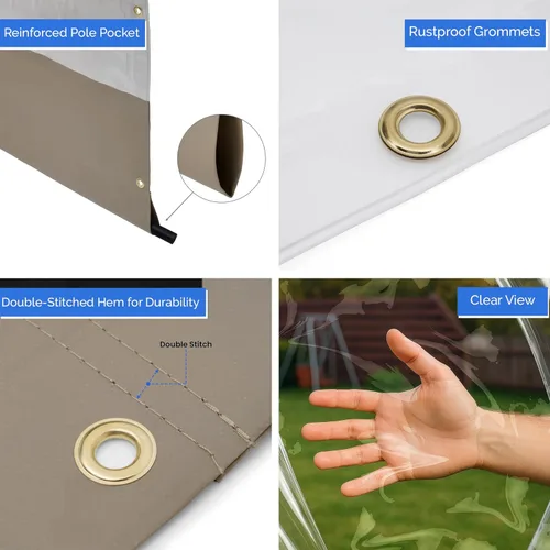 Vista 2 de Covers & All Cortina de panel transparente para exteriores, cortinas de vinilo de 12 onzas para patio, lona impermeable y resistente a la intemperie