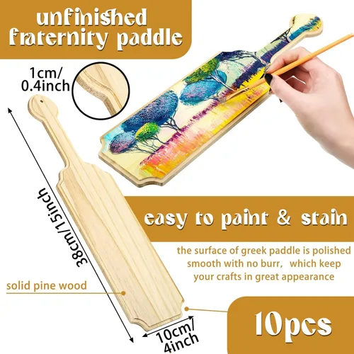 Vista 3 de Gerrii 10 paletas de madera sin terminar de 15 pulgadas para hermandad de mujeres griegas fraternidad maciza de pino macizo, paletas de fraternidad