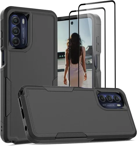 Vista 25 de Jeylly para Moto G Stylus 5G 2021 Funda con [2 Pack] Protector de Pantalla de Vidrio Templado, Protección Grado Militar Anti-Arañazos, Funda