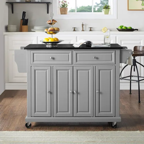 Vista 96 de Crosley Furniture isla de cocina con ruedas, Madera, Blanco