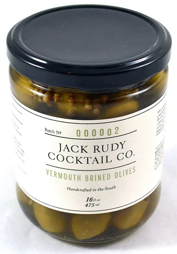 Vista 4 de Jack Rudy Cocktail Co Vermut Aceitunas verdes sin hueso marinadas