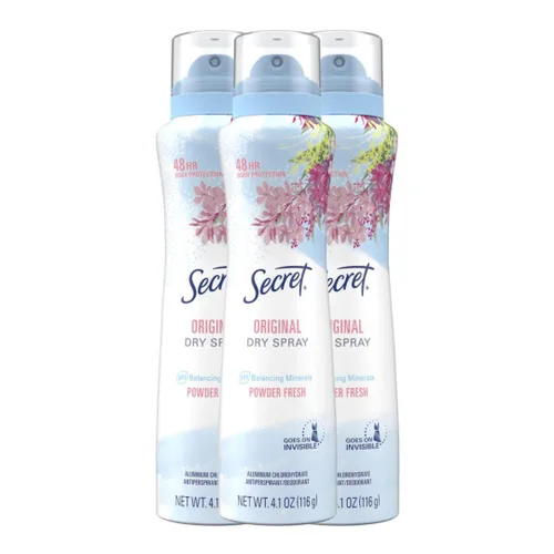 Secret Dry Spray Desodorante Antitranspirante para Mujeres, Protección sin Peso por 48 Horas contra el Sudor y el Olor, Suave para la Piel, Aroma