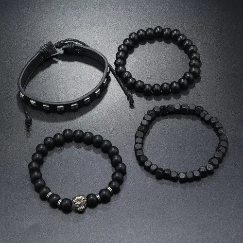 Vista 7 de Punk Leather Bracelet for Men Women Leather 8-10 PCS Braided Cuff Bracelet Multilayer Leather Bracelet