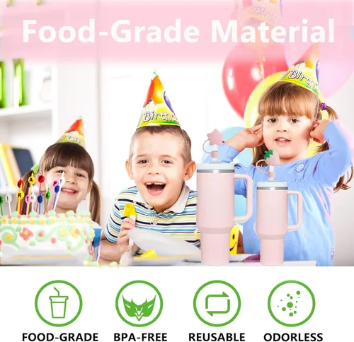 Vista 3 de 8 fundas de popote compatibles con vasos Stanley de 30 y 40 onzas, protectores de tapas reutilizables con puntas de silicona para vasos de 0.4