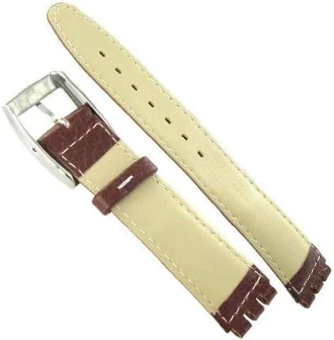 Vista 3 de Correa de reloj Morellato marrón Gen.Italian de cuero en contraste cosido para Swatch de 0.787in