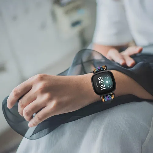 Vista 5 de Paquete de 8 bandas elásticas compatibles con Fitbit Versa 3 y Fitbit Versa 4, Fitbit Sense y Fitbit Sense 2, pulsera deportiva ajustable de nailon