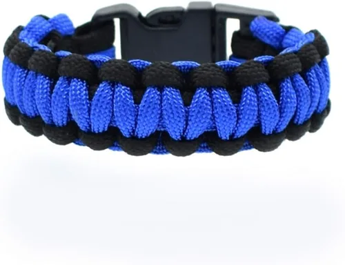 BDM Pulsera de paracord, pulsera de supervivencia, cuerda trenzada de colores para hombre y mujer, color rojo, verde militar y azul paracaídas
