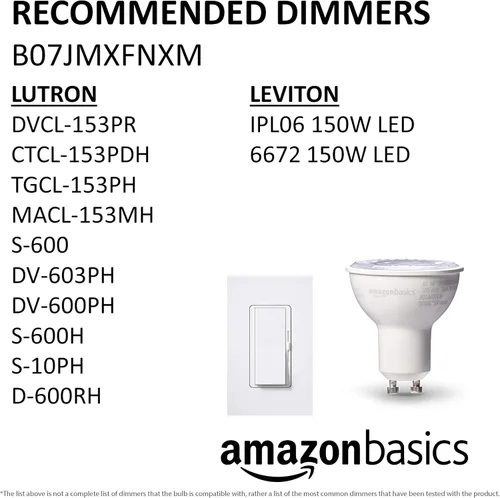 Vista 6 de Yaxa Basics - Bombilla LED MR16, equivalente a 50 vatios, 7 vatios de eficiencia energética, base GU10, blanco cálido 3000K, regulable, vida útil