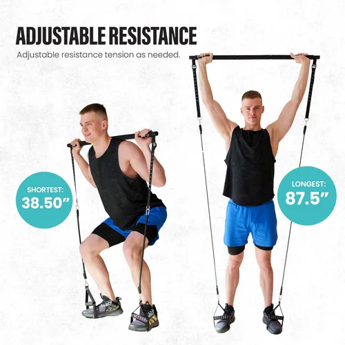 Vista 7 de Kit de Barra de Pilates Mejorado – Equipo de Ejercicio Ajustable de 39" para Hombres y Mujeres con 6 Bandas de Resistencia de 20, 30, 40 libras