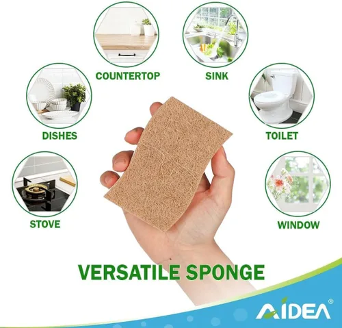 Vista 5 de AIDEA Esponjas sin arañazos, 24 unidades, esponja natural para utensilios de cocina antiadherentes, esponjas de cocina, esponja de celulosa