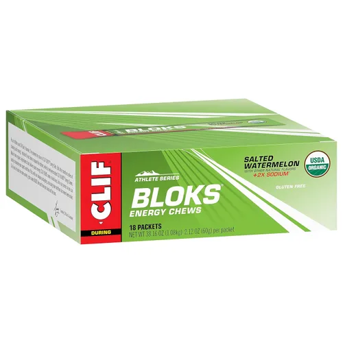 Vista 10 de CLIF BLOKS - Sabor sandía salada con 2X sodio - Masticables energéticos - Sin OGM - A base de plantas - Combustible rápido para ciclismo y correr