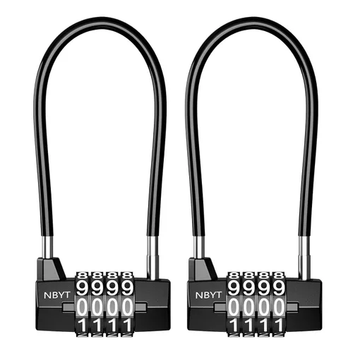 Vista 8 de Cerradura de combinación de grillete largo, 4 dígitos resistente a la intemperie con mango para puerta de gabinete al aire libre, cerradura de mano