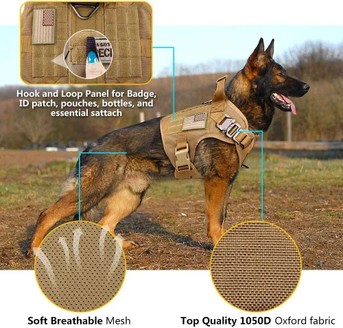 Vista 2 de Arnés táctico para perro, chaleco militar a prueba de escapes, chaleco militar K9, chaleco de entrenamiento para mascotas para perros medianos