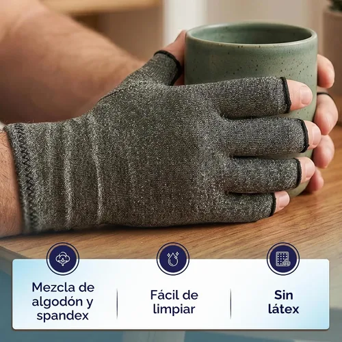 Vista 5 de Doctor Developed Compression Gloves for Women and Men, Open-Finger Arthritis Gloves, Typing Gloves, Arthritis & Carpal Tunnel gris (Gray - 1 Pair)