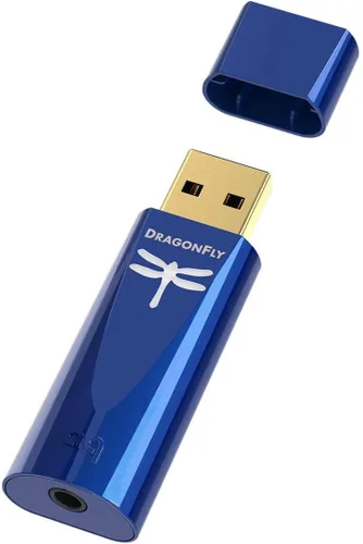 Vista 3 de AudioQuest Dragonfly Cobalt USB Convertidor digital a analógico con interconexión de audio Evergreen de 3.3 ft