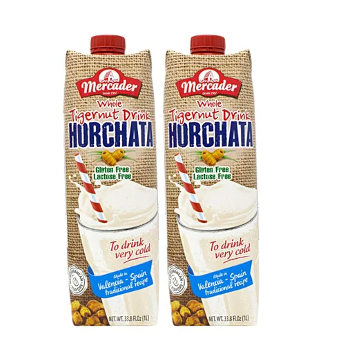 Mercader Bebida entera de chufa de leche de horchata Net.Wt 67.6 oz (paquete de 2) 2 litros | Sin lácteos | Sin gluten | Sin lactosa | Estable en