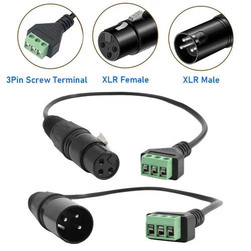 Vista 2 de Cable de extensión XLR de tres pines macho/hembra a terminal de 3 pines para altavoces, micrófono, sonido, equipo de iluminación de escenario