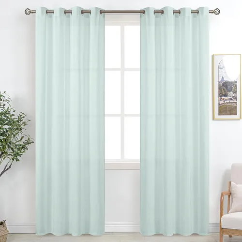 Vista 46 de BGment Cortinas cortas de lino transparente de 40 pulgadas para cafetería, con ojales, filtrado de luz, semitransparentes para ventanas pequeñas