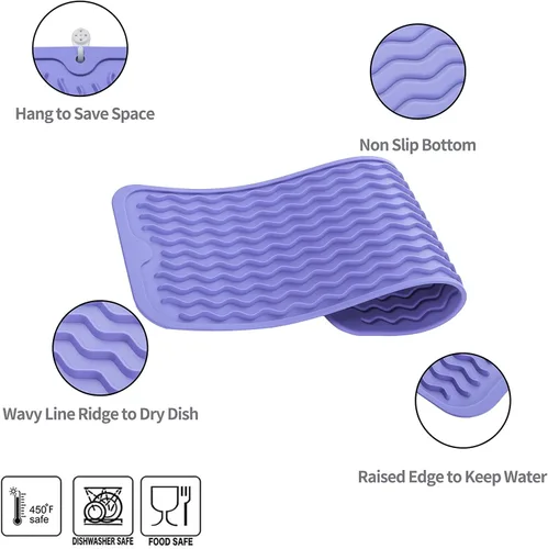 Vista 598 de MicoYang Alfombrilla de Silicona para Secar Platos de Múltiples Usos, Fácil de Limpiar, Ecológica, Alfombrilla de Silicona Resistente al Calor