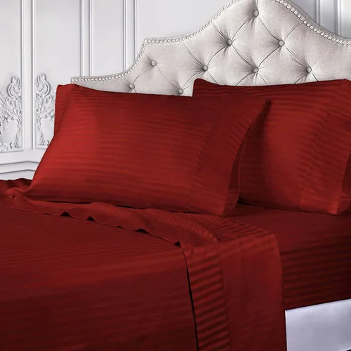 Vista 25 de Superior Juego de sábanas de algodón egipcio de 400 hilos, 1 sábana bajera elástica con bolsillo profundo, 1 sábana encimera, 1 funda de almohada