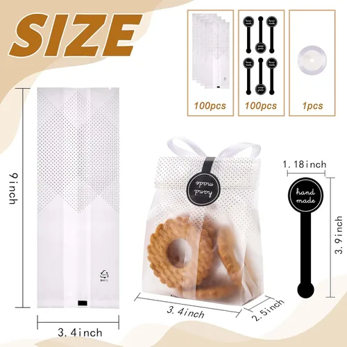 Vista 3 de Bolsas de galletas YunKo para regalo Bolsas de celofán transparentes para golosinas Bolsas mini para pan, pastel Bundt, empaque de bombas