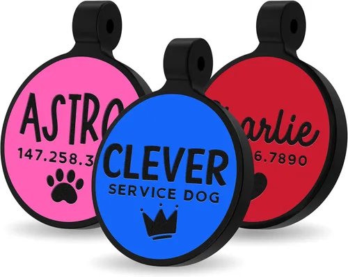 Vista 10 de Etiquetas de perro silenciosas y de doble cara, grabadas profundamente, personalizadas, con gran personalización, que brillan en la oscuridad