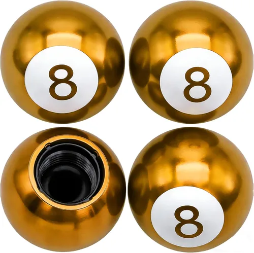 Vista 13 de 4PCS Pool 8 Ball Style Tire Valve Stem Cap, Car Tire Accessories, Copper Core Dustproof Tire Valve Stem Cover, Corrosion Resistant Airtight Tyre