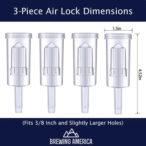 Vista 3 de Brewing America Esclusas duraderas para elaboración de cerveza, paquete de 4 esclusas de fermentación, esclusas de vino, utilizadas para preparar