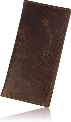Vista 5 de Mou Meraki Cartera larga plegable de cuero genuino para hombre con bloqueo RFID