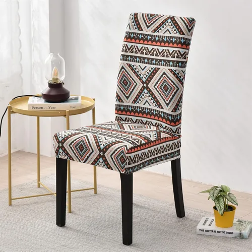 Vista 3 de Juego de 4 fundas para sillas de comedor, elásticas de elastano estampadas, fundas para sillas de comedor, lavables, extraíbles para sillas Parsons