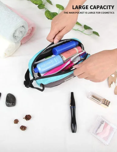 Vista 6 de GOX Neceser de viaje Dopp Kit caso para hombres multifunción bolsa organizadora de embalaje Negro/Gris