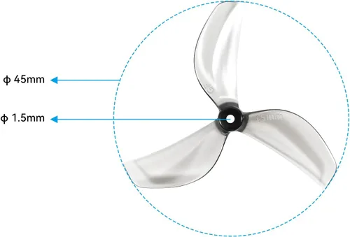 Vista 2 de BETAFPV Gemfan - 16 hélices de drone Whoop de 3 cuchillas de 1.772 in con orificio de eje de 0.059 in compatible con FPV Racing como Meteor75 Pro 1S